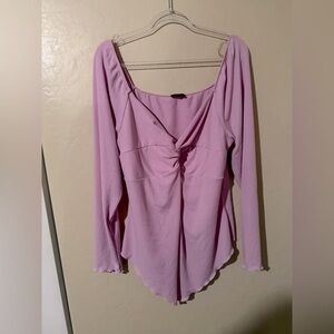 Pink long sleeve cross over top